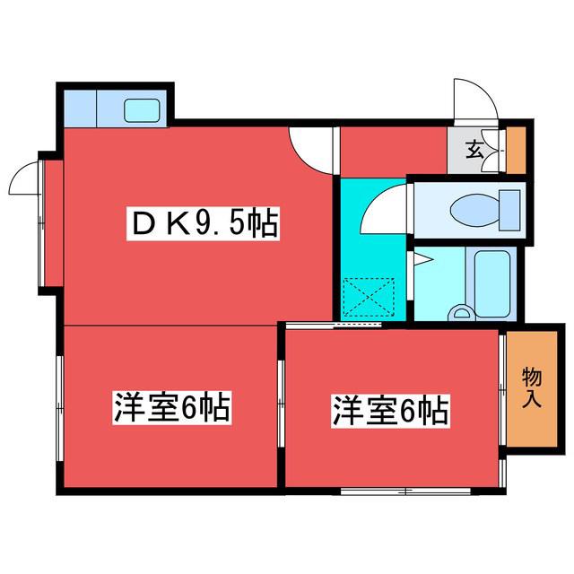 シェーンブルン月寒東(2LDK/2階)の間取り写真