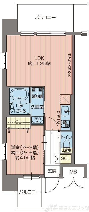 プレジオ江坂サウス(1LDK/8階)の間取り写真