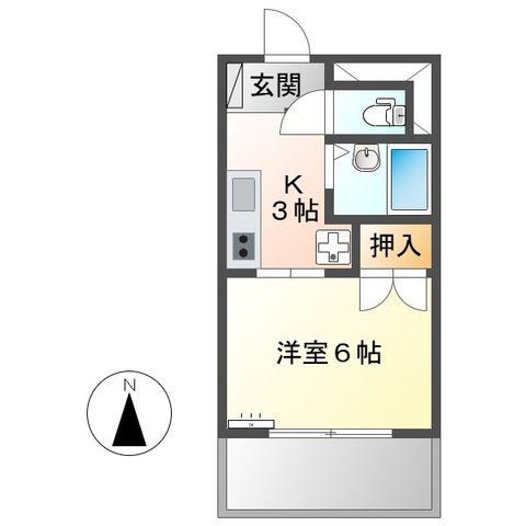 パレスアベニール(1K/2階)の間取り写真