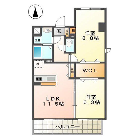 アーバンステージU(2LDK/2階)の間取り写真