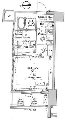 SQUARE CITY NISHIDAI AZ(1K/4階)の間取り写真