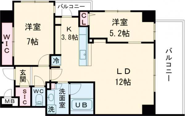 ポレスター常盤(2LDK/16階)の間取り写真