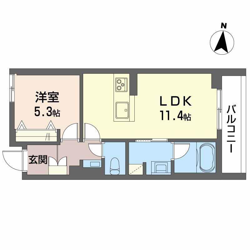 ザ・シグマ上杉(1LDK/1階)の間取り写真