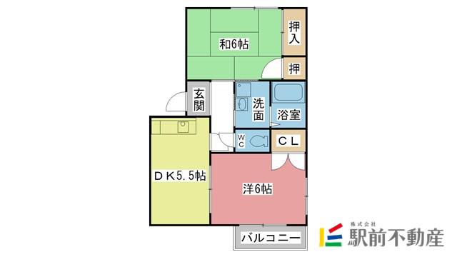 リベラル鍋島II(2DK/2階)の間取り写真