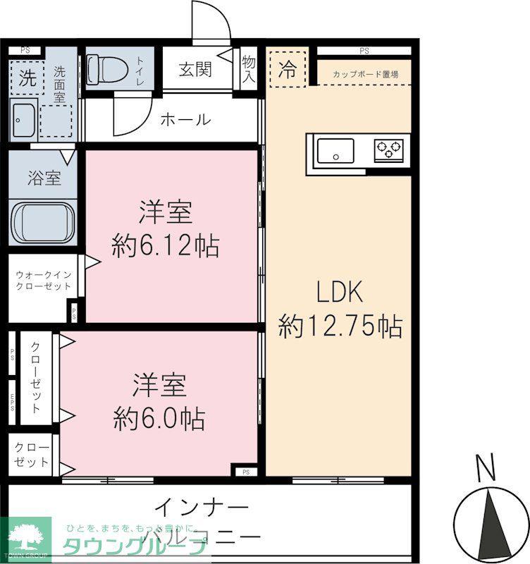 新町6丁目パレス(2LDK/1階)の間取り写真