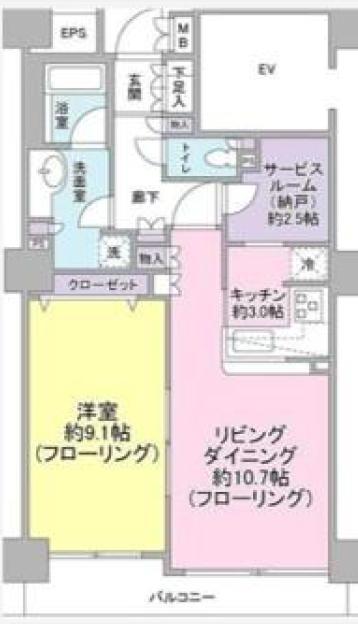 ビューネタワー平井(1SLDK/7階)の間取り写真