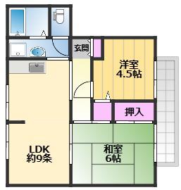 サンライフ西大路(2LDK/1階)の間取り写真