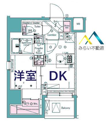 SYFORME SHINKOYASU(1DK/1階)の間取り写真
