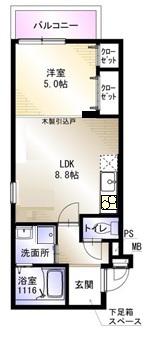 フジパレスSUN EIGHT1(1LDK/1階)の間取り写真