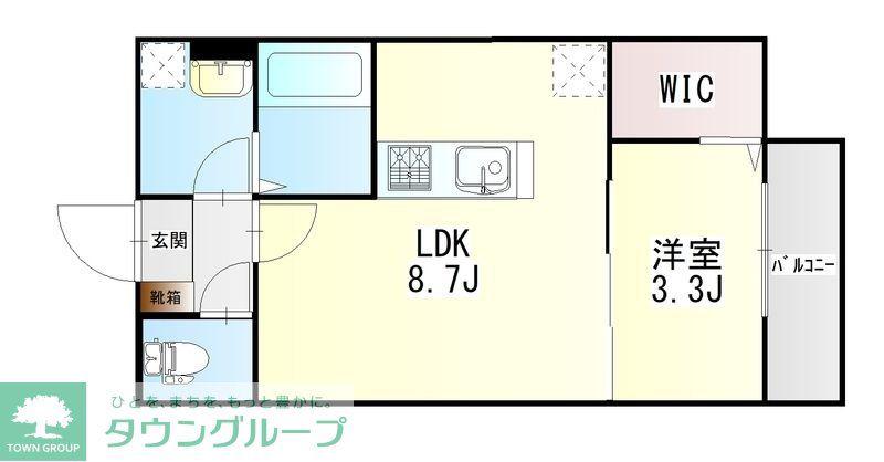 パインビレッジB棟 B棟(1LDK/1階)の間取り写真
