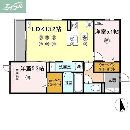 アネックスV(2LDK/2階)の間取り写真