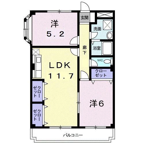 クレストヴィラヒヨシ(2LDK/2階)の間取り写真
