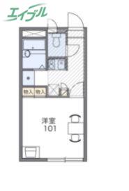 レオパレス西市B(1K/1階)の間取り写真