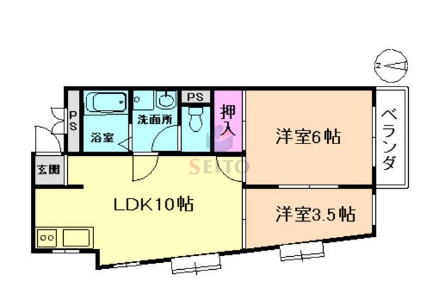 インペリアル碧(2LDK/1階)の間取り写真