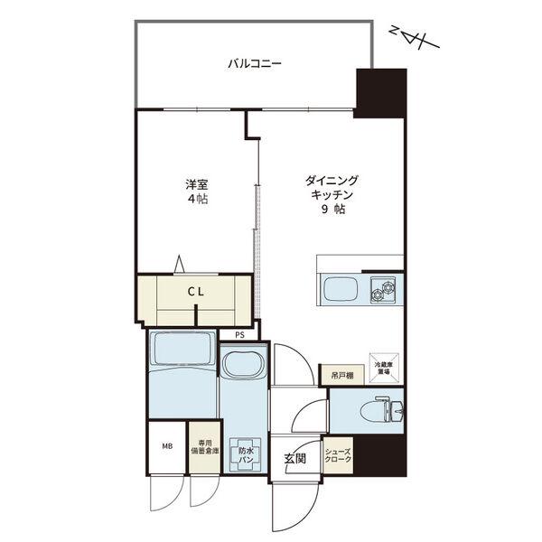 NEコート甲南町(1LDK/9階)の間取り写真