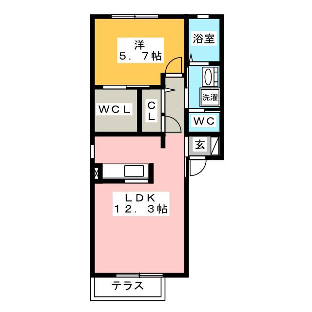 カーサボスコ(1LDK/1階)の間取り写真