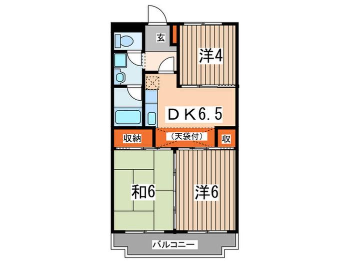 第四レジデンス日吉(3DK/3階)の間取り写真