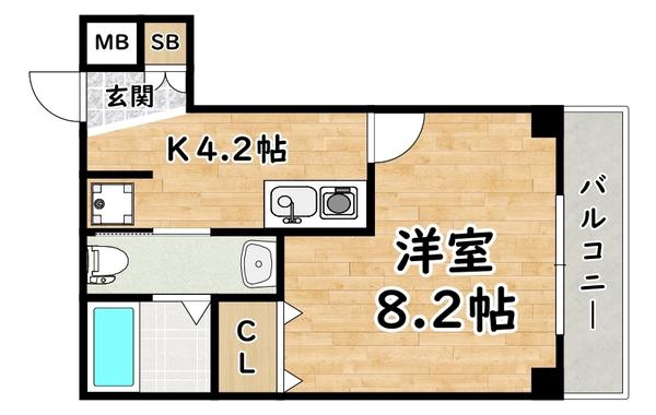 エイワンコート大和田(1K/3階)の間取り写真