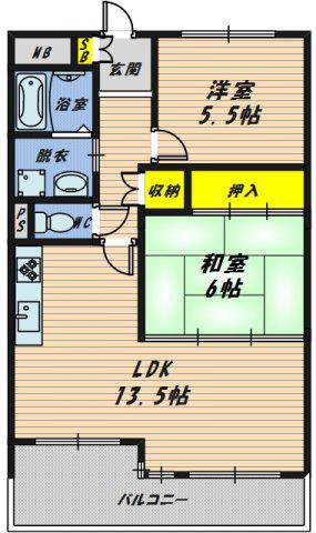 カスティーヨ天満橋(2LDK/9階)の間取り写真
