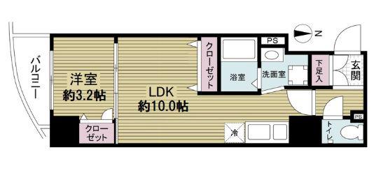 セレニテ心斎橋グランデ(1LDK/10階)の間取り写真