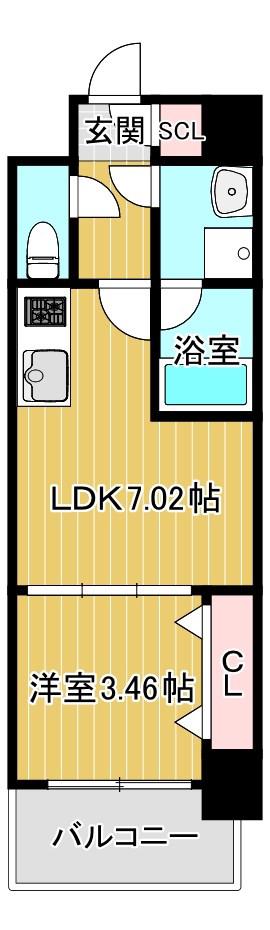 SK RESIDENCES 放出(1DK/4階)の間取り写真