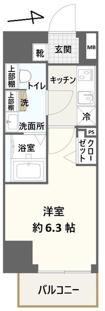 CREST TAPP川崎港町(1K/5階)の間取り写真