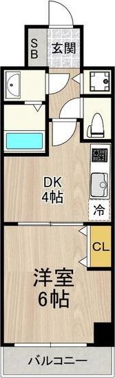 フロンティアコート堺筋本町(1DK/3階)の間取り写真