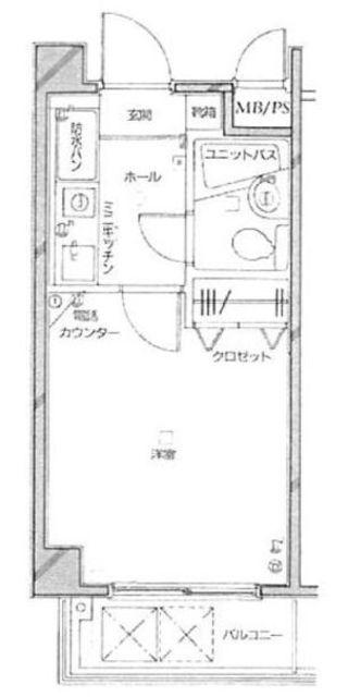 ベルメゾン川崎II(1K/2階)の間取り写真