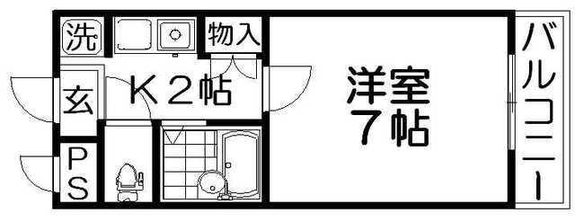 アメニティハウス(1K/2階)の間取り写真