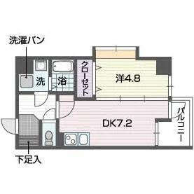 レキシントンスクエア駅東(1DK/9階)の間取り写真