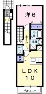 サンセベリア(1LDK/2階)の間取り写真