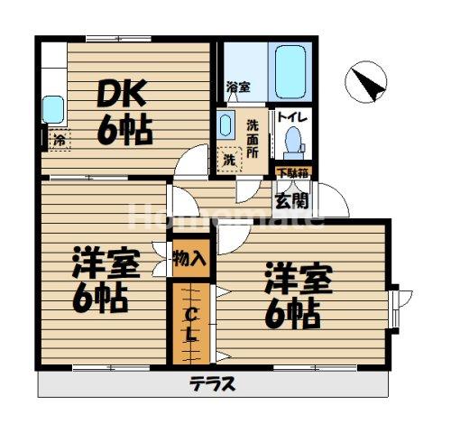 カーサベルデ(2DK/1階)の間取り写真