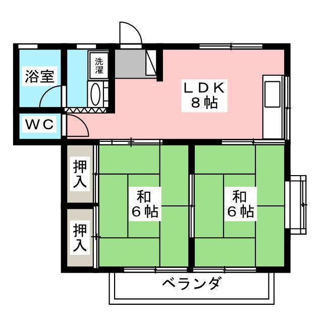 メゾンドールI(2LDK/2階)の間取り写真