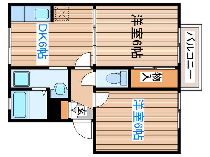 セジュールA(2DK/2階)の間取り写真