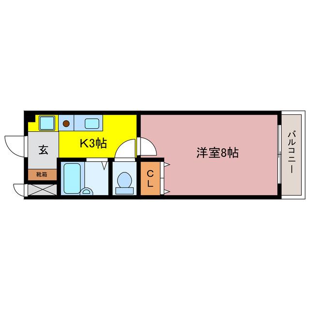 メゾンソレイユ(1K/1階)の間取り写真