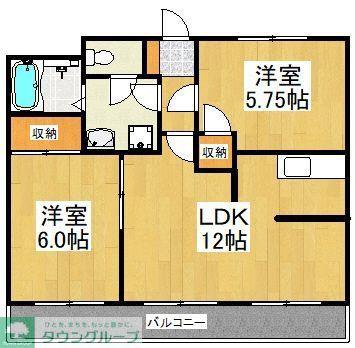 移山ハイツ(2LDK/3階)の間取り写真
