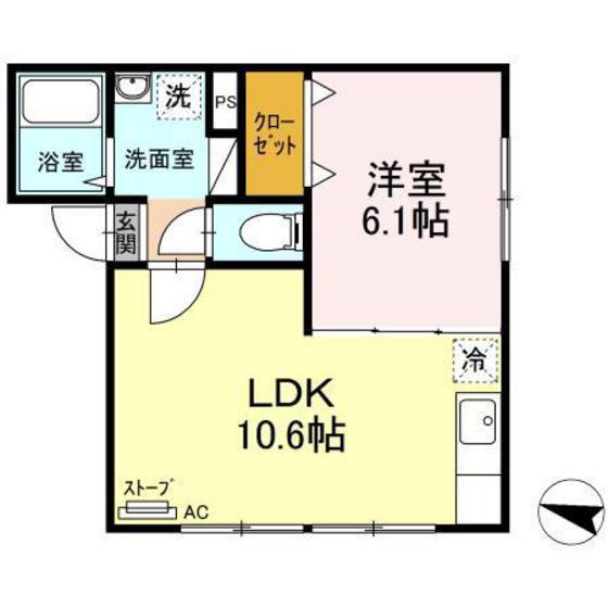 メイユール花園(1LDK/1階)の間取り写真