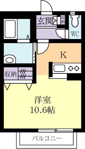 ナチュール(ワンルーム/2階)の間取り写真