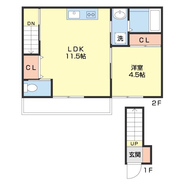 N-MAISON和歌浦南(1LDK/2階)の間取り写真
