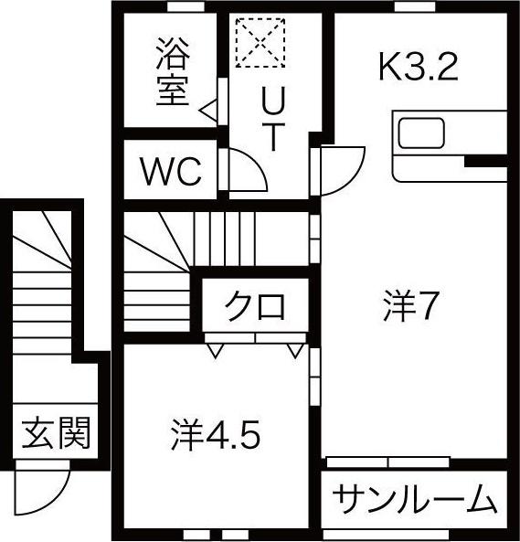 ウィローズ本通(1LDK/2階)の間取り写真