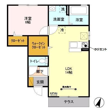 タウンハウスロエアスD(1LDK/1階)の間取り写真