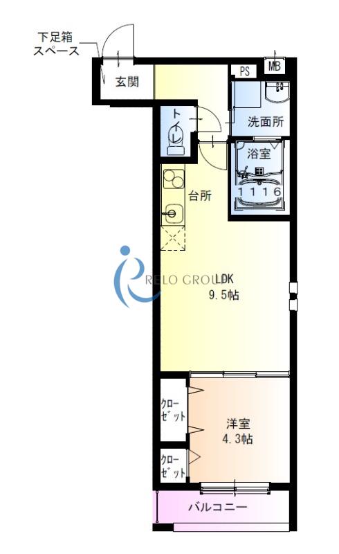 フジパレス今川公園東I番館(1LDK/1階)の間取り写真