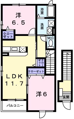 ネーベル ベルク壱番館(2LDK/1階)の間取り写真