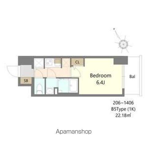 S-RESIDENCE堺湊駅前AZURE(1K/6階)の間取り写真