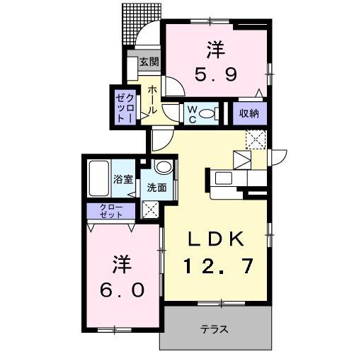 ベル ファースト(2LDK/1階)の間取り写真