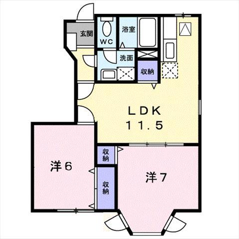 モンラルジュ8番館(2LDK/1階)の間取り写真