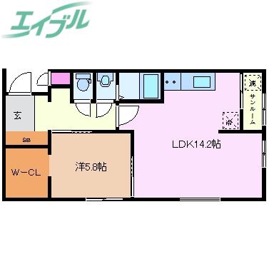 アコルデ蔵町(1LDK/3階)の間取り写真