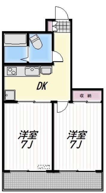 BEIT SHALOM(2DK/3階)の間取り写真