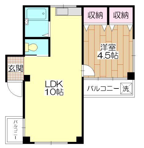 美健ハイツ(1LDK/2階)の間取り写真