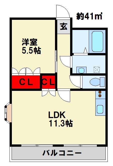 サニーヒルズ(1LDK/1階)の間取り写真